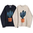 Cactus Print Knitted Sweater Fashion