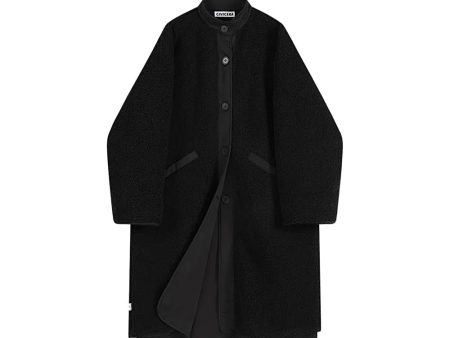 Classic Collarless Button-Up Coat Online Sale