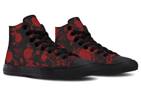 Blood Rose Romance High Tops - Classic Premium Canvas Shoes with Comfortable and Durable Soles Online now