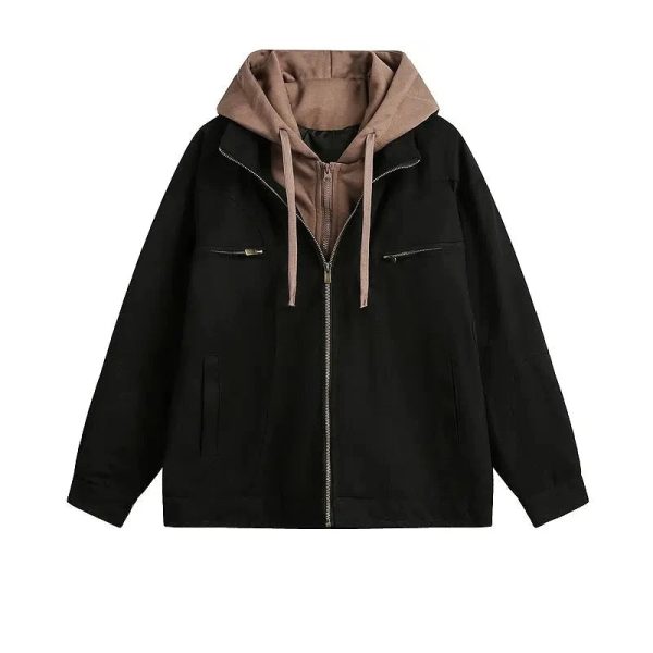 Casual Hooded Zip-Up Jacket Cheap