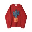 Cactus Print Knitted Sweater Fashion