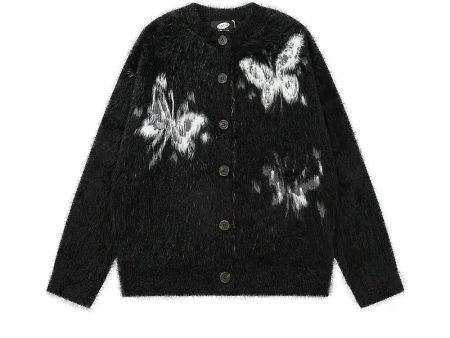 Butterfly Pattern Knit Cardigan Hot on Sale