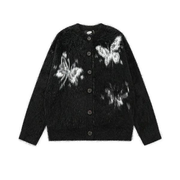 Butterfly Pattern Knit Cardigan Hot on Sale