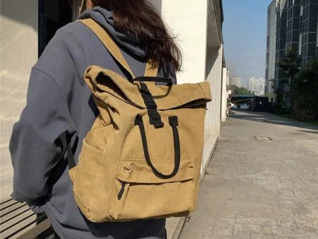 Casual Roll-Top Canvas Backpack Online Sale