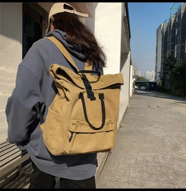 Casual Roll-Top Canvas Backpack Online Sale