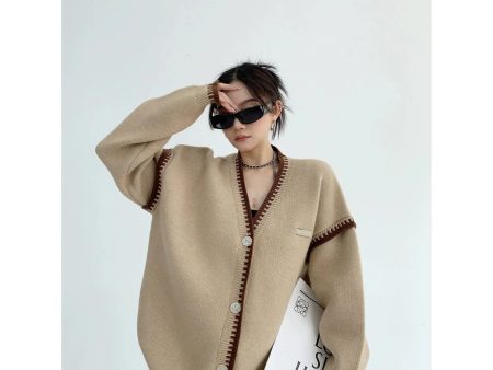 Button Closure Oversized Knit Cardigan Hot on Sale