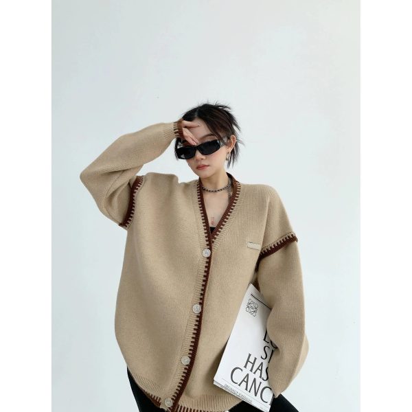 Button Closure Oversized Knit Cardigan Hot on Sale