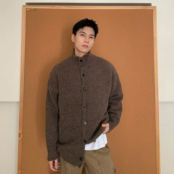 Button-Up Knit Lapel Cardigan Online Hot Sale