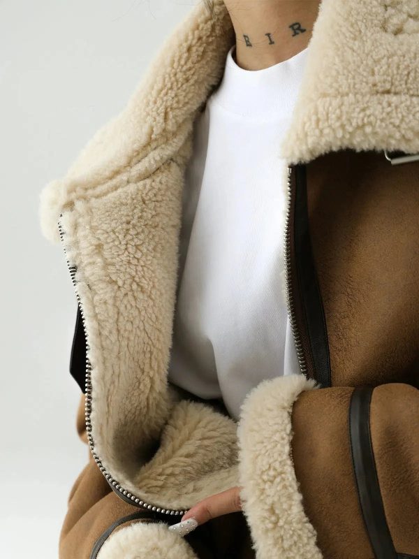 Buckle Details Shearling Lined Jacket Fashion