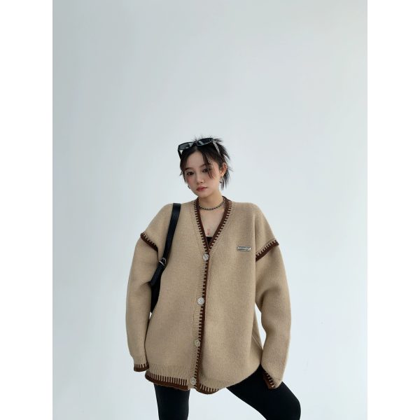 Button Closure Oversized Knit Cardigan Hot on Sale