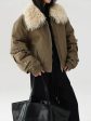 Buckle Accents Shearling Collar Jacket For Sale