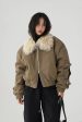 Buckle Accents Shearling Collar Jacket For Sale