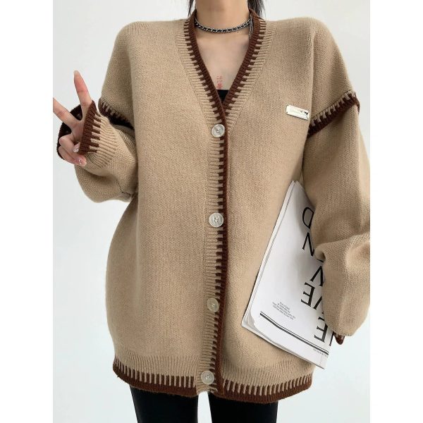 Button Closure Oversized Knit Cardigan Hot on Sale