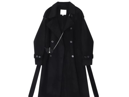 Wool Double-Breasted Belted Coat For Sale