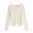 Button Front Ribbed Knit Cardigan Discount