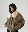 Buckle Accents Shearling Collar Jacket For Sale