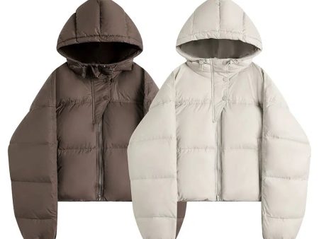 Zipper Closure Hooded Down Jacket Discount