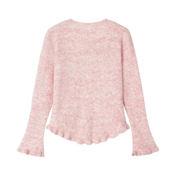 Bow Accents Ruffled Knit Cardigan on Sale