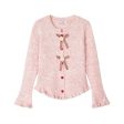 Bow Accents Ruffled Knit Cardigan on Sale