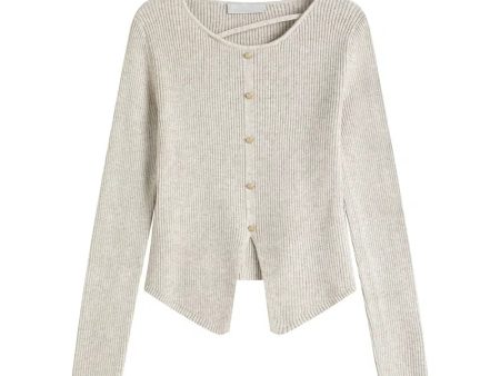 Button Front Ribbed Knit Cardigan Discount