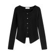 Button Front Ribbed Knit Cardigan Discount