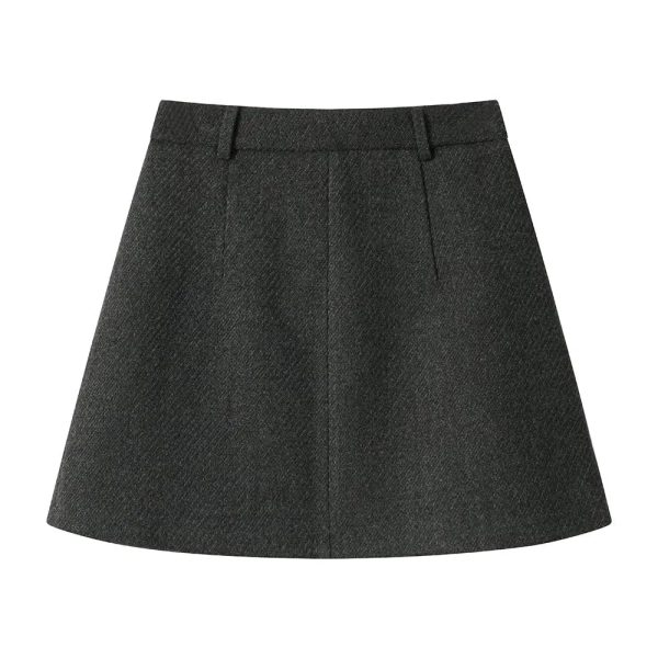 Button Detail Pleated A-Line Skirt For Discount