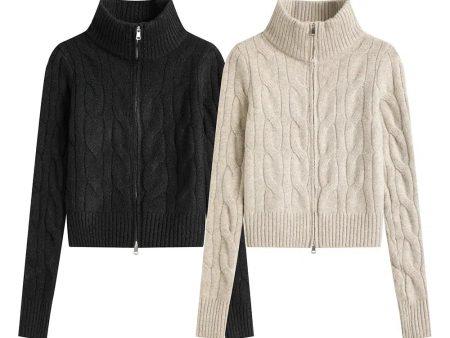 Cable Knit Full-Zip Sweater Cheap