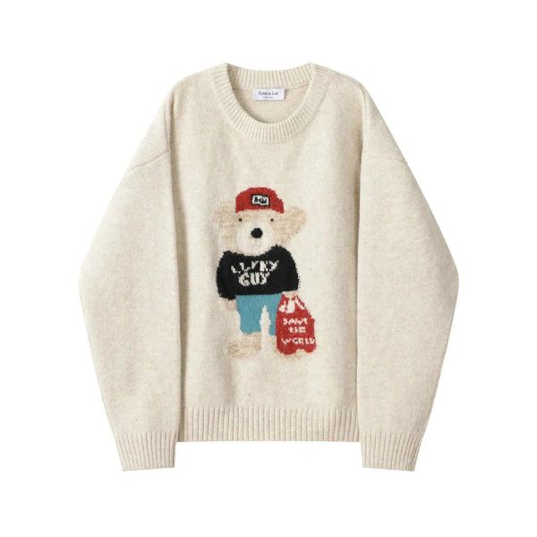 Cartoon Bear Graphic Sweatshirt Online Sale