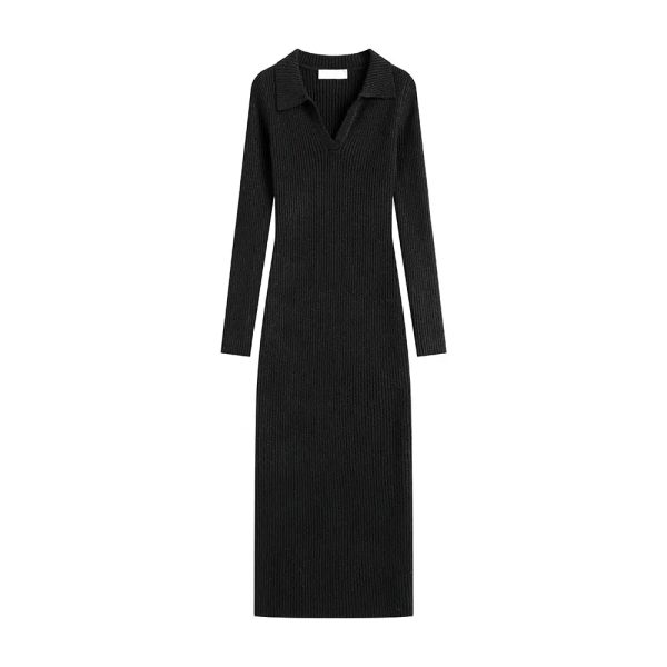 Collared Knit Midi Dress Online now