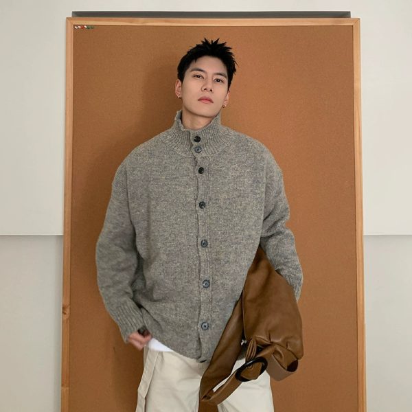 Button-Up Knit Lapel Cardigan Online Hot Sale