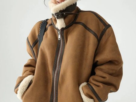 Buckle Details Shearling Lined Jacket Fashion