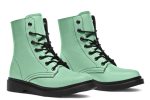 Mint Green Boots - Vegan Leather Doc-Style Boots with Durable Stitched on Soles Sale