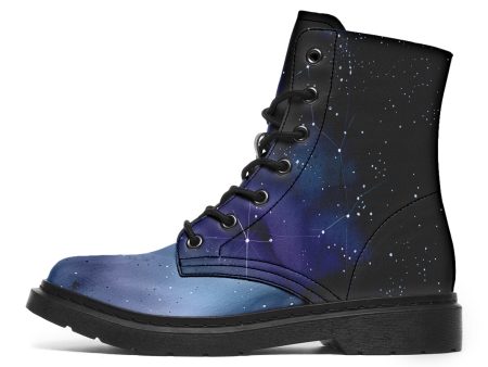 Deep Blue Boots - Vegan Leather Doc-Style Boots with Durable Stitched on Soles Discount