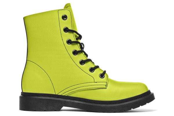 Lime Punch Boots - Vegan Leather Doc-Style Boots with Durable Stitched on Soles Hot on Sale