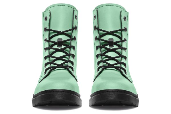 Mint Green Boots - Vegan Leather Doc-Style Boots with Durable Stitched on Soles Sale