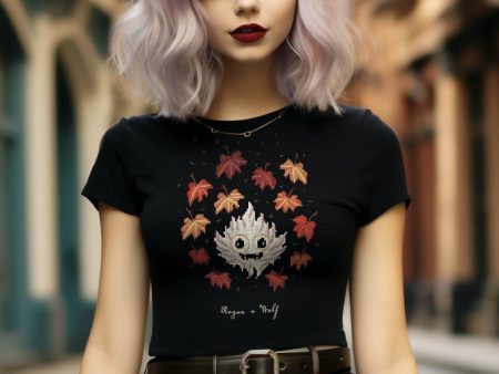 Maple Ghosty Short Sleeve Crop Top - Dark Academia Spooky Ghost Tee, Witchy Gothic Occult Vegan Fashion, Xmas Goth Gifts Online now