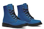 Cobalt Blue Boots - Vegan Leather Doc-Style Boots with Durable Stitched on Soles For Sale