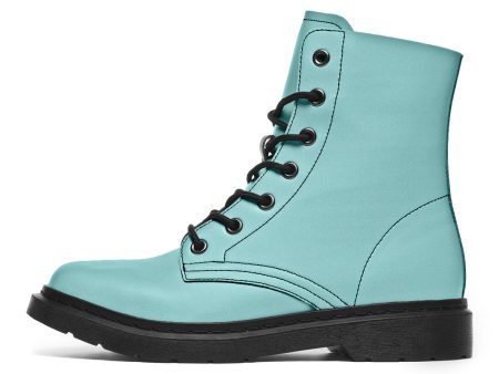 Aqua Mist Boots - Vegan Leather Doc-Style Boots with Durable Stitched on Soles Cheap