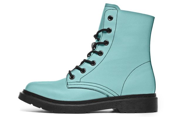 Aqua Mist Boots - Vegan Leather Doc-Style Boots with Durable Stitched on Soles Cheap