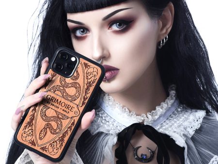 Grimoire - Engraved Cherry Wood Phone Case Online Hot Sale