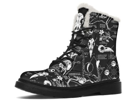 Raven Study Winter Boots - Warm Micro-Suede Doc-Style Boots Lined with Vegan Wool Online Hot Sale