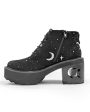 MoonDust Platform Heel Boots - Luxurious Quality Vegan Suede Goth Shoes with Moons & Stars, Witchy Alt Style, Occult Grunge Aesthetic, Soft Memory foam inner panels Supply