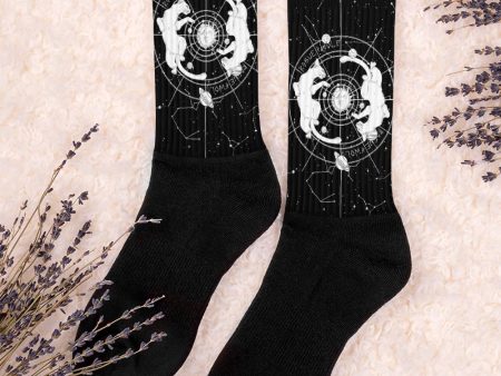 Purr Nebula Socks - Vegan Unisex Goth Socks  Witchy Alt Style Cool Gothic Gifts for Him and Her Spooky Cute Socks For Discount