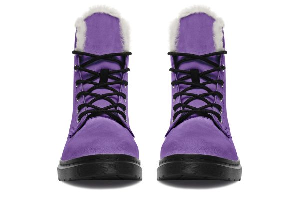 Retro Violet Winter Boots - Warm Micro-Suede Doc-Style Boots Lined with Vegan Wool Cheap