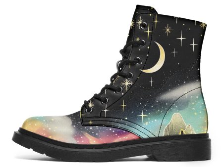 Starlit Wanderer Boots - Vegan Leather Doc-Style Boots with Durable Stitched on Soles Online