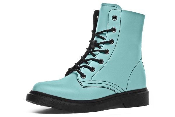 Aqua Mist Boots - Vegan Leather Doc-Style Boots with Durable Stitched on Soles Cheap