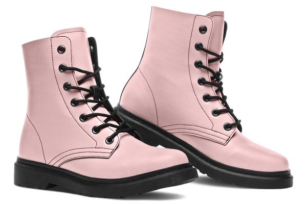 Rose Quartz Boots - Vegan Leather Doc-Style Boots with Durable Stitched on Soles Fashion