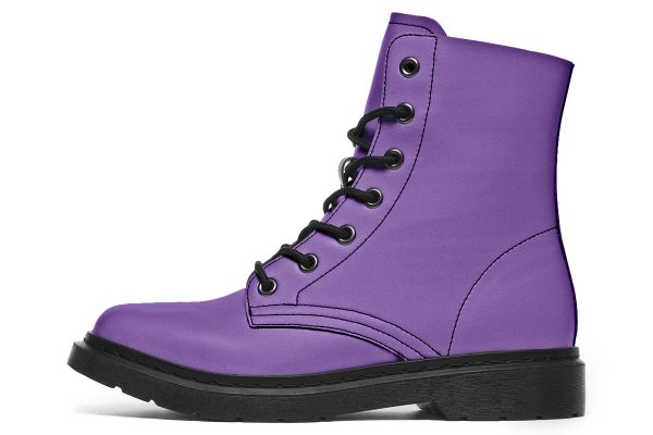 Retro Violet Boots - Vegan Leather Doc-Style Boots with Durable Stitched on Soles on Sale