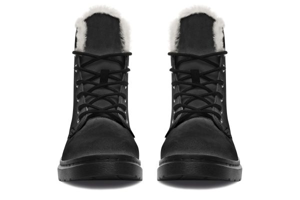 Pitch Black Winter Boots - Warm Micro-Suede Doc-Style Boots Lined with Vegan Wool Supply