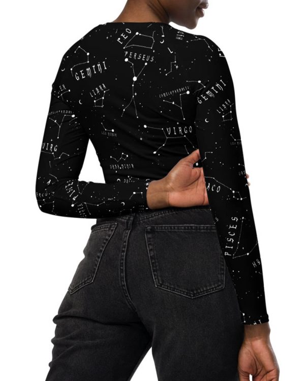 Stellar Long Sleeve Crop Top - Cute Witchy Constellations Top Pagan Gothic Style Leisurewear UPF 50+ Protection Hot on Sale